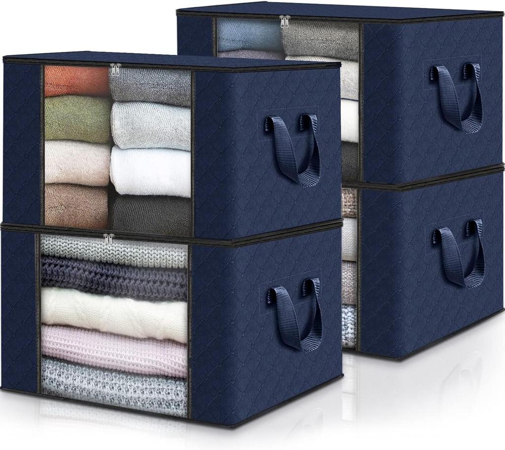 Fab Totes Storage Bags,Clothes Blanket Storage Bins Foldable Closet Organizers with Reinforced Handle for Home Dorm Storage and Organization