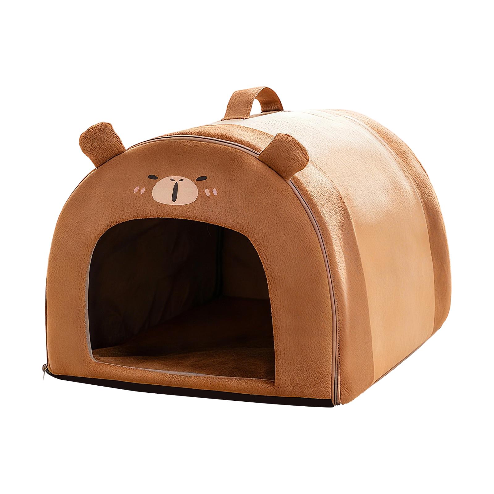 

Covered Cat Bed Plush Sleeping Cave Removable Mat for Indoor Cat House Hideaway Small Pet Shelter S