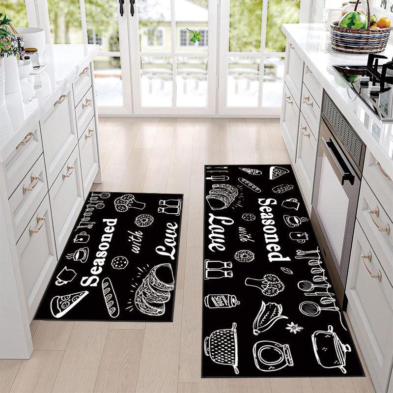VIKAMA Nordic Kitchen Floor Mat, Anti-Slip Balcony Laundry Room Floor Mat, Corridor Entrance Long Carpet, Home Decoration