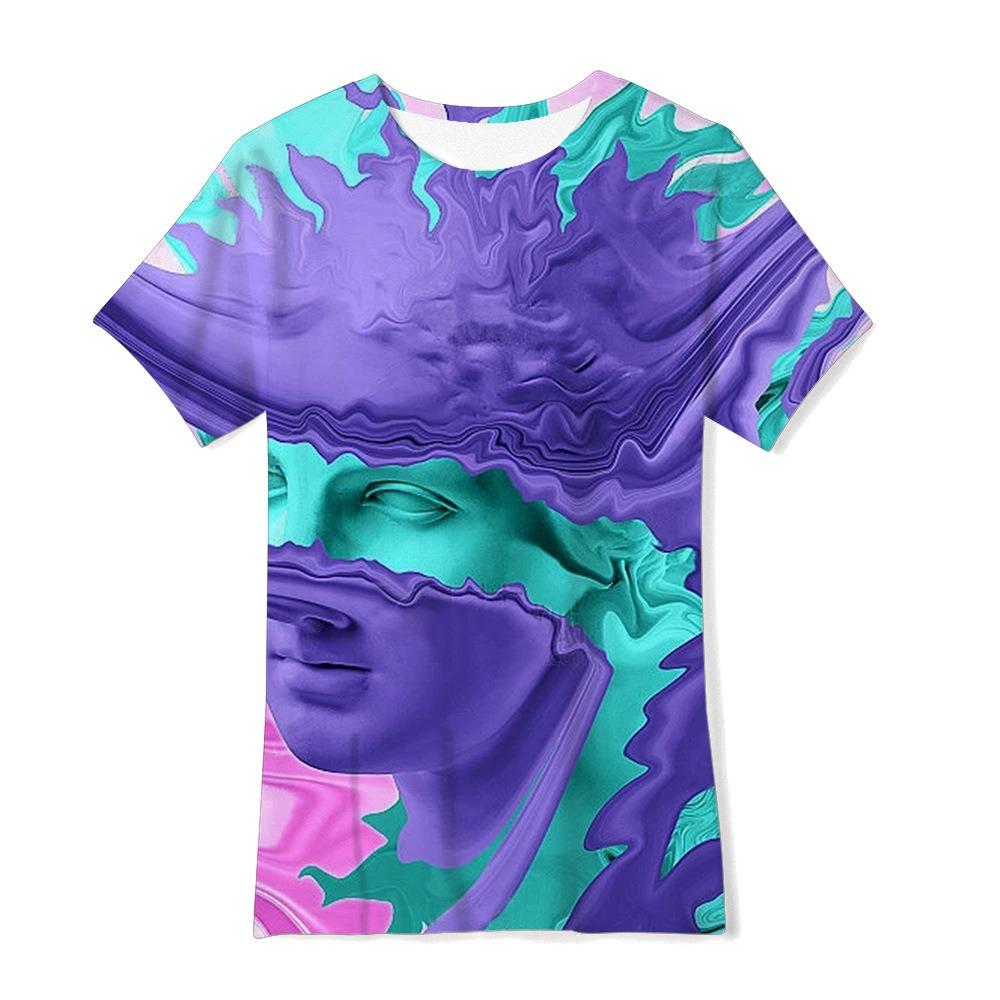 Children Cute Cartoon 3D Digital Printed Girl's Fashionable Casual Round Neck Short Sleeved T-shirt