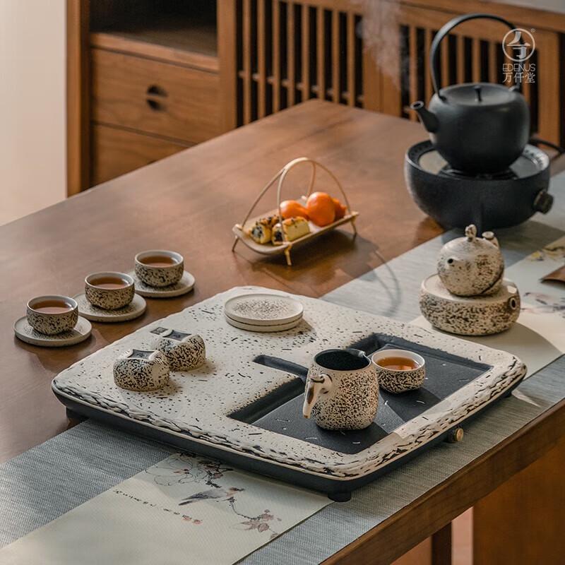 

Edenus Black Gold Stone Tea Tray with Drainage