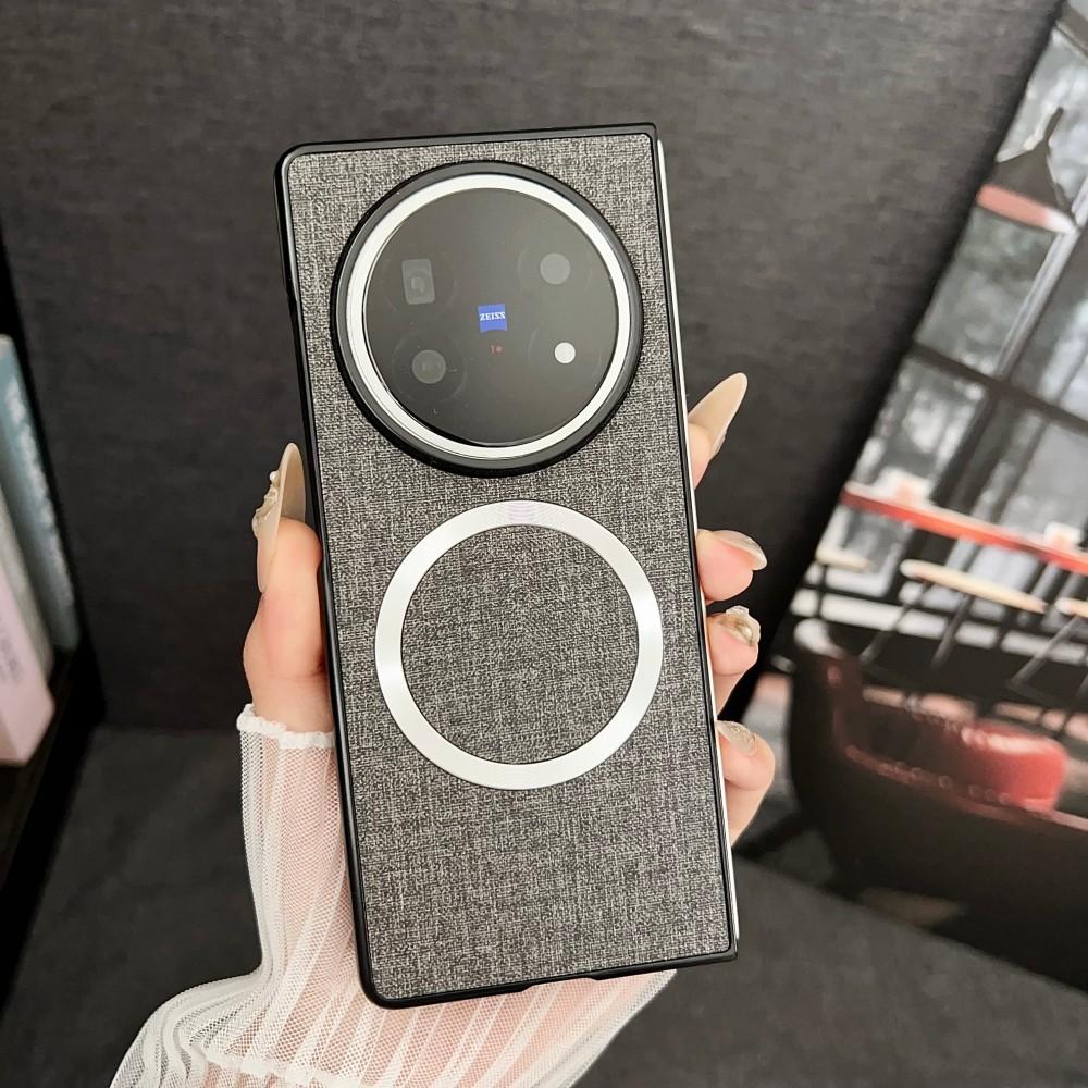 Für VIVO X Fold 5 Hülle Luxus PU-Stoff Magnetisch Kabelloses Laden Schutzhülle Rückseite für VIVO X Fold5 Handyhülle