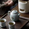 Sky Blue Full of Patterns Teapot Ru Porcelain Tea Brewing Kettle Ceramic Tea Teapots With Filter Chinese Teapot Puer Handmade