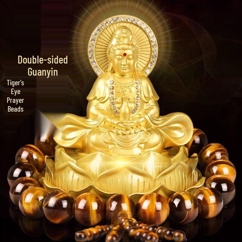 Double-Sided Alloy Guanyin Buddha Car Ornament for Center Console