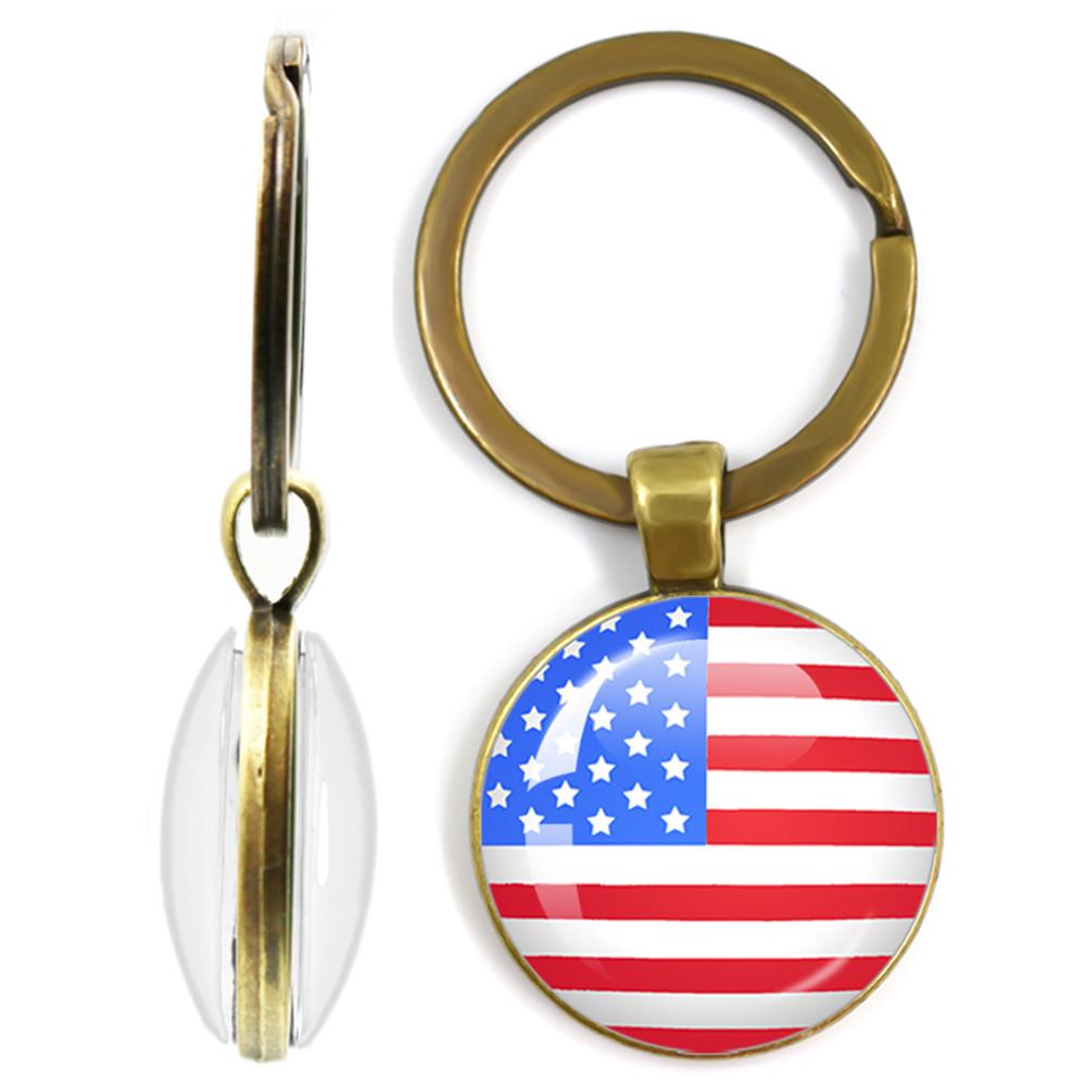 National Flag Double-Sided Keychain Korea, Serbia, Russia, Slovenia, Argentina, The United States,Turkey, Spain,Dominica Keyring