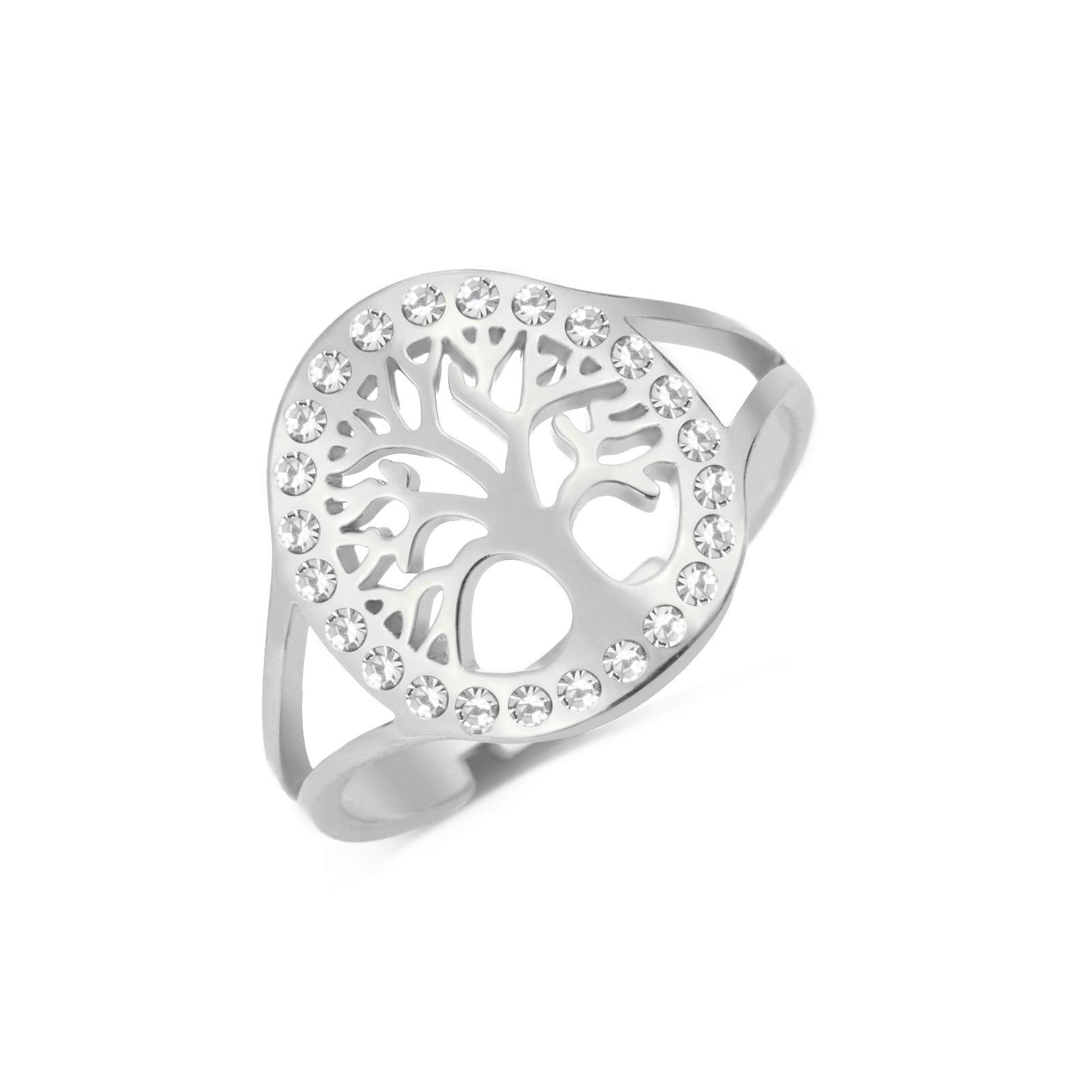 

Exquisite Hollow Tree Shape Diamond Accent Open Ring Delicate Luxury Jewelry