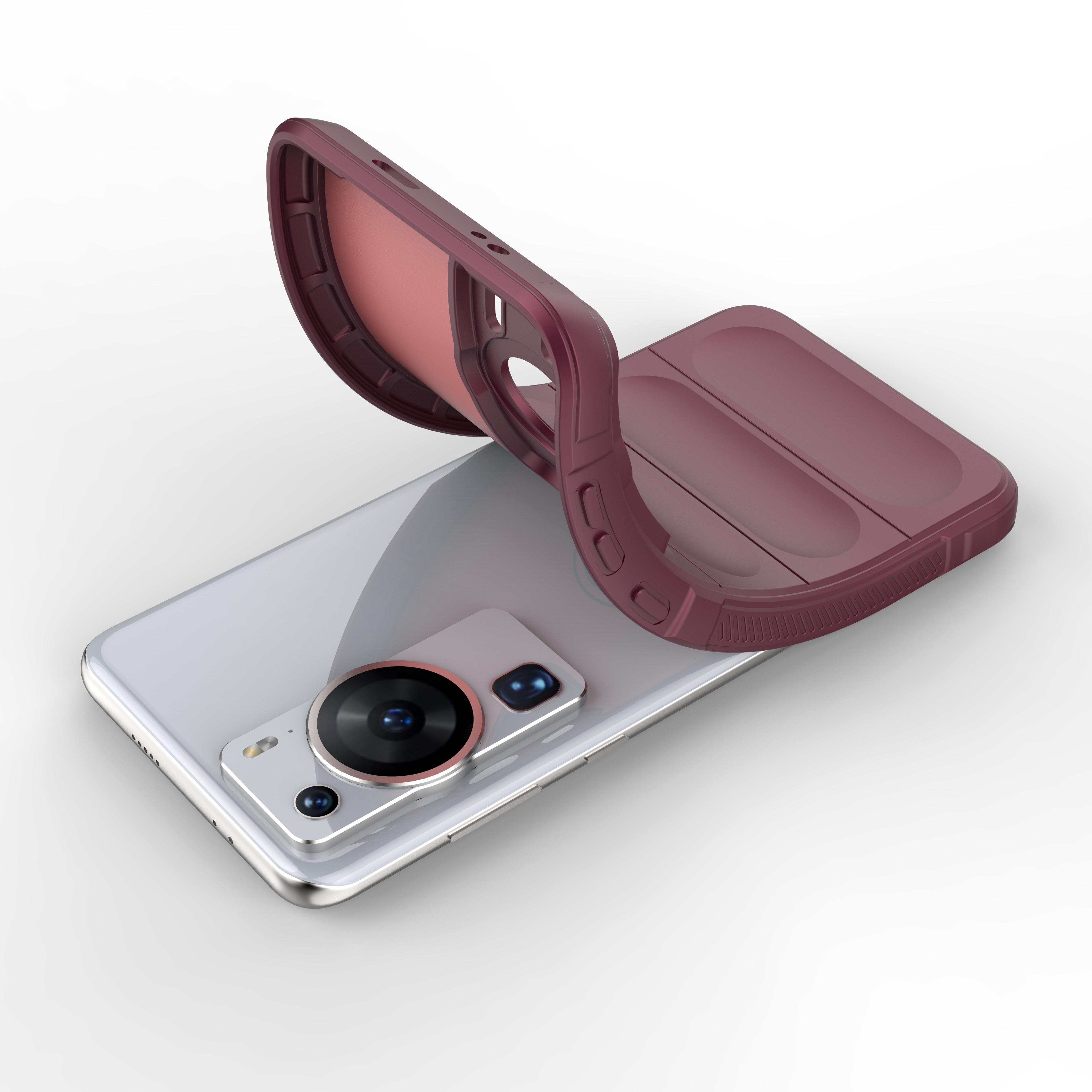 

For Huawei P60 Rugged Protective Phone Case TPU Anti-Scratch Cover Wine Red