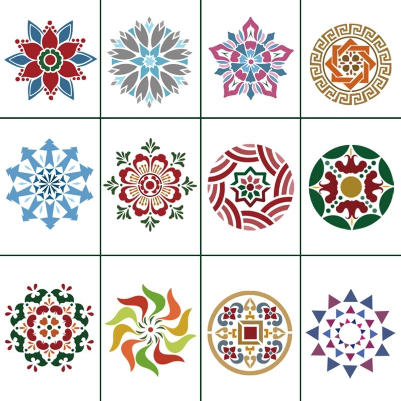 Versatile Mandalas Design Stencils For Artistic Expression Decoration Projects PET Templates With Precise Cutout Shapes