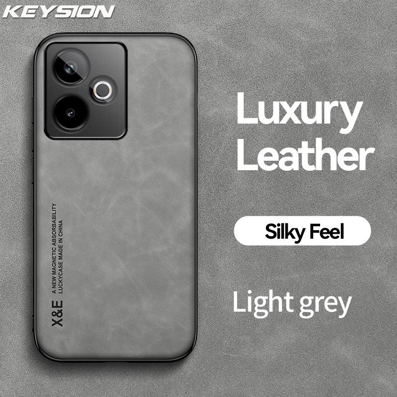 KEYSION Luxury Retro PU Leather Case for Realme GT 7 7T 5G Soft Silicone+PC Shockproof Phone Back Cover for OPPO Realme GT 7T 5G