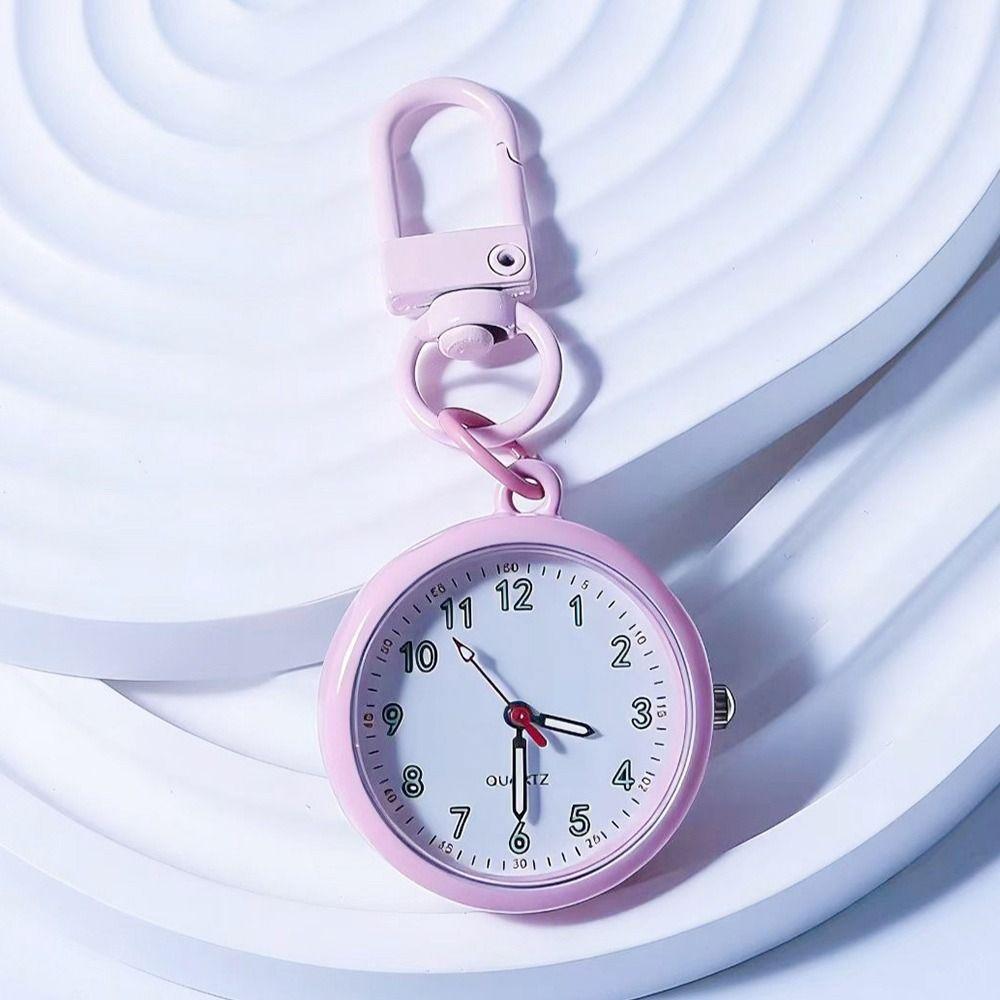 Silent Movement Exam Watch Alloy Case Leather Cover Keychain Watch Reusable Design Mini Size Pocket Watch Key Ring Accessory