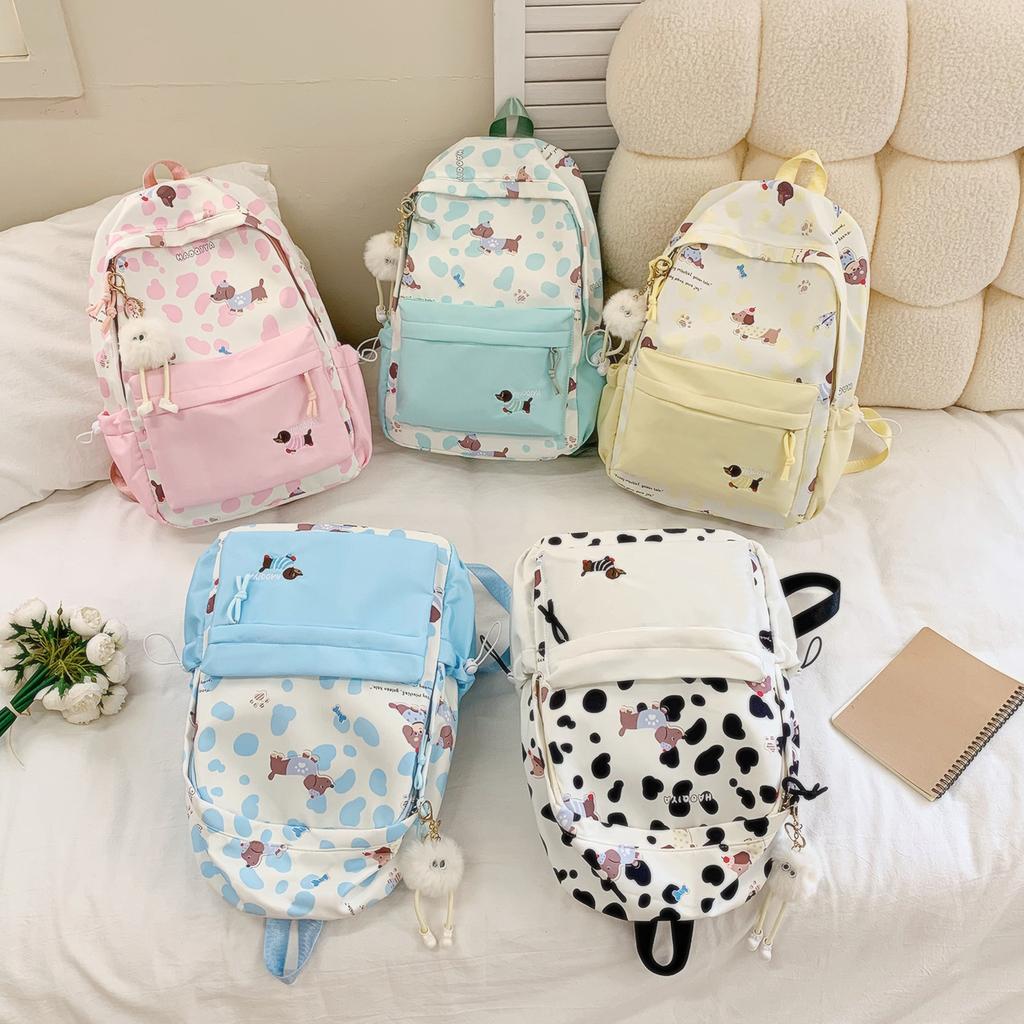 Schoolbag Japanese cute cartoon printed backpack female ins small fresh contrasting color primary and secondary school backpack casual backpack