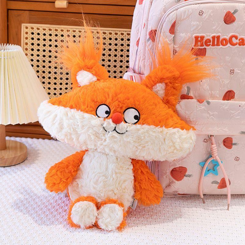 35CM Neues lustiges Fuchs-Stofftier, Großohrige pelzige Katze, Waschbär und kleiner Wolf Plüsch Niedliche Puppe für Kindergeburtstag und Weihnachten