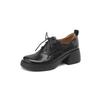 Fashion New Autumn Genuine Leather Women Loafers Round Toe Chunky Heel Lace High Heels Versatile Women Pumps Platform Shoes for Women