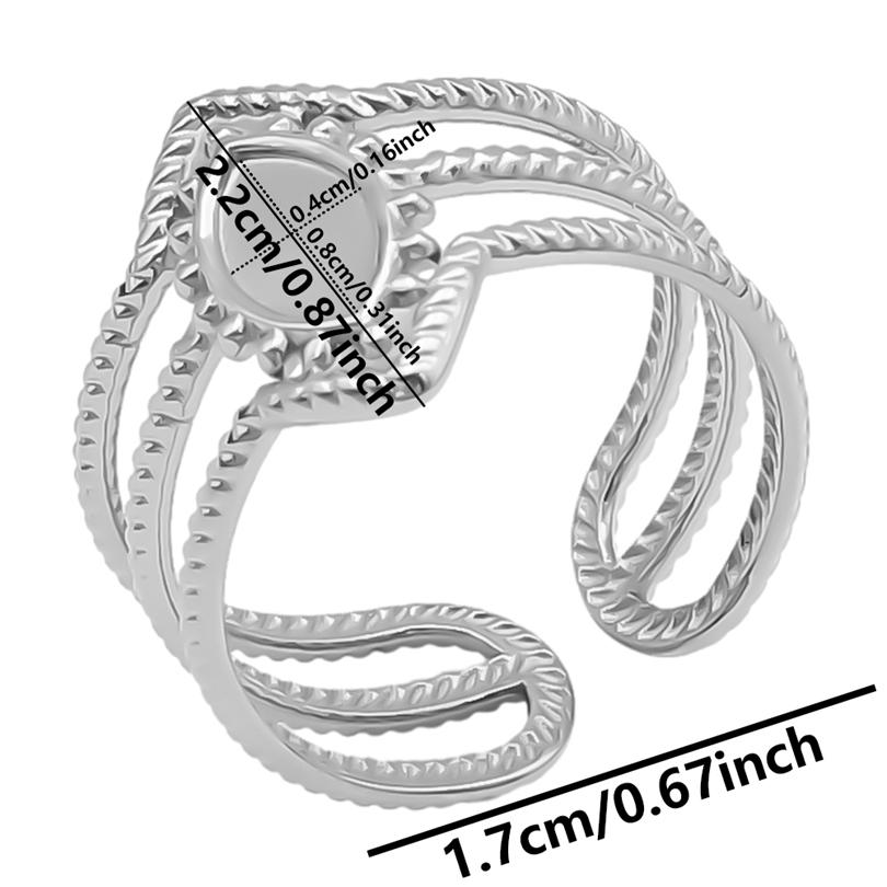 Géométrique Rond Ovale Cœur Base Vide Paramètres Bague Acier Inoxydable Bricolage Pour Femmes Hommes Accessoires Bague Ouverte Réglable Bijoux 1pcs