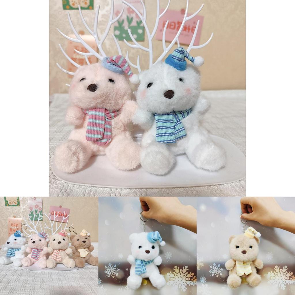 Adorable Hat Birthday Bear Pendant Cute Cartoon Girl Plush Keychain Kid Backpack
