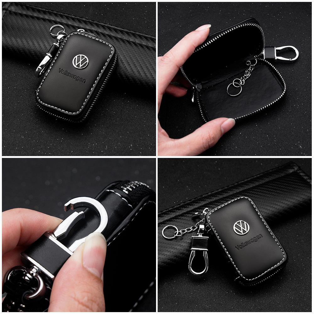 Leder Autoschlüsselhülle Schutz Auto Schlüssel Tasche Schlüsselanhänger Abdeckung für VW Polo Touareg Tiguan Golf T3 T6 T5 B7 B5 Touran Passat Käfer