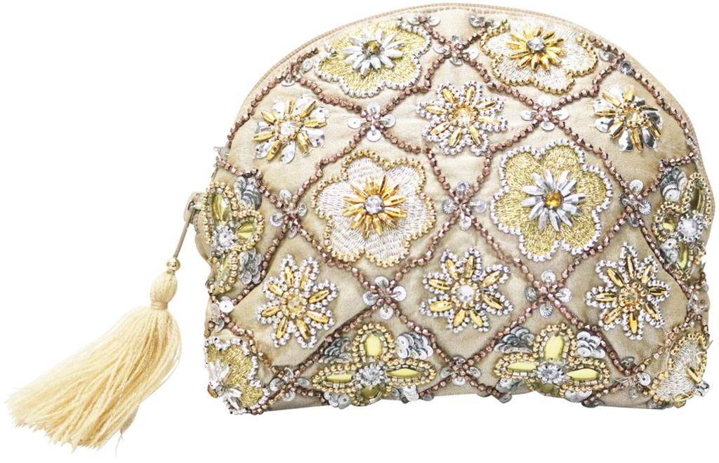 Tokyo Kankan Beaded Embroidered 20 X 15 Pouch, Beige, Cm, M42-1176BE