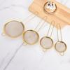 3pcs Gold-colored Fine Mesh Flour Sieve Kitchen Skimmer Baking Tool Kitchen Accessories Kitchen Tools, Restaurant Tools