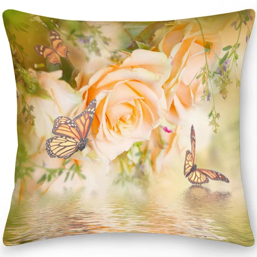 Pillow Office Sofa Butterfly Print Double Sided Cover Square Cushion