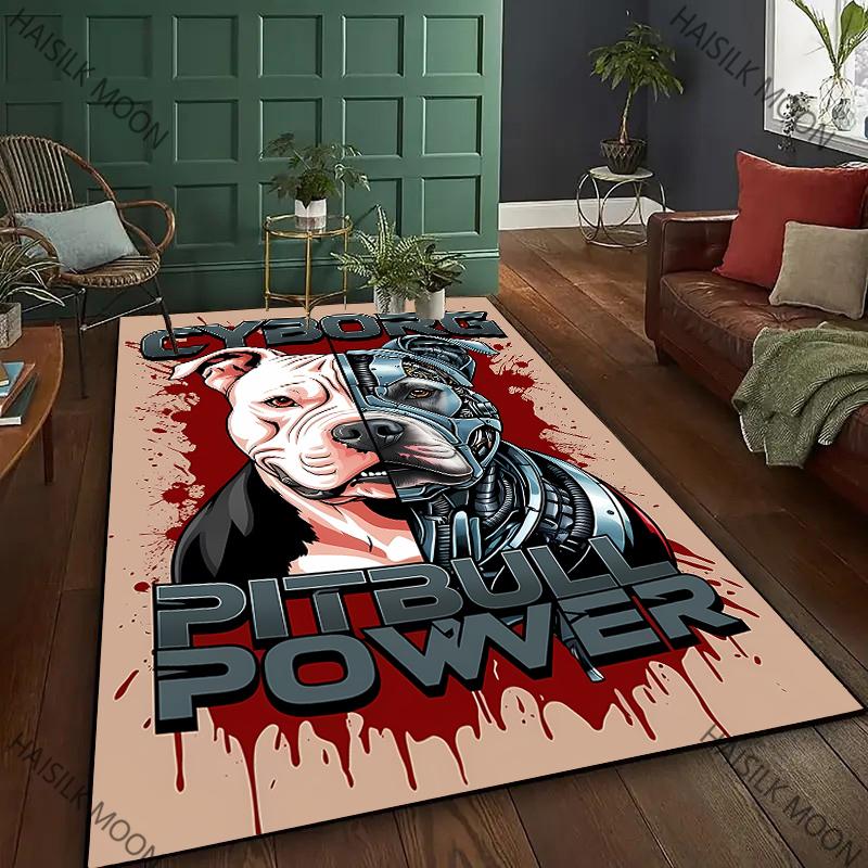 Nový ! APBT Americký Bully Pitbull Psi Tištěný Koberec, Obývací Pokoj Ložnice Kancelář Velkoplošné Koberce, Protiskluzová Strojově Pratelná Podložka