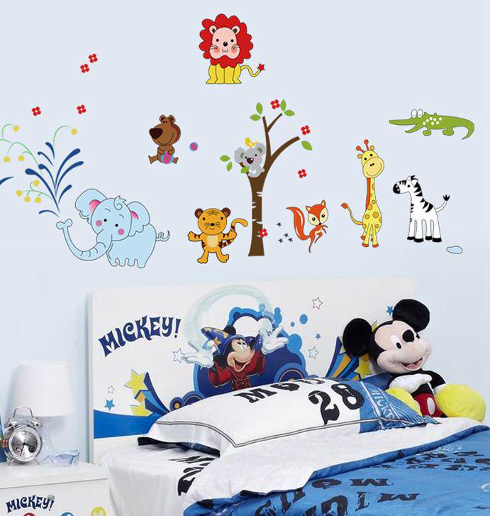 AY9221 Cute Cartoon Animal World Removable Wall Sticker – PVC Transparent Film