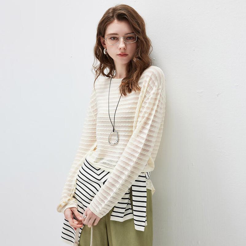 Kemengboka 2026 S/S Lyocell Tencel Knit Loose Long Sleeve Hollow T-Shirt