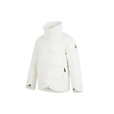 Einfarbige lässige Sport Stehkragen Daunenjacke Damen Oberbekleidung Weiß GT6542
