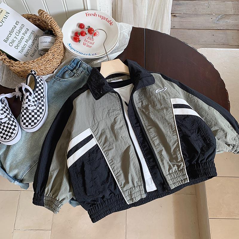 

Детская спортивная куртка в корейском стиле на весну 2025 года для мальчиков - Модная детская верхняя одежда 150 cm серый