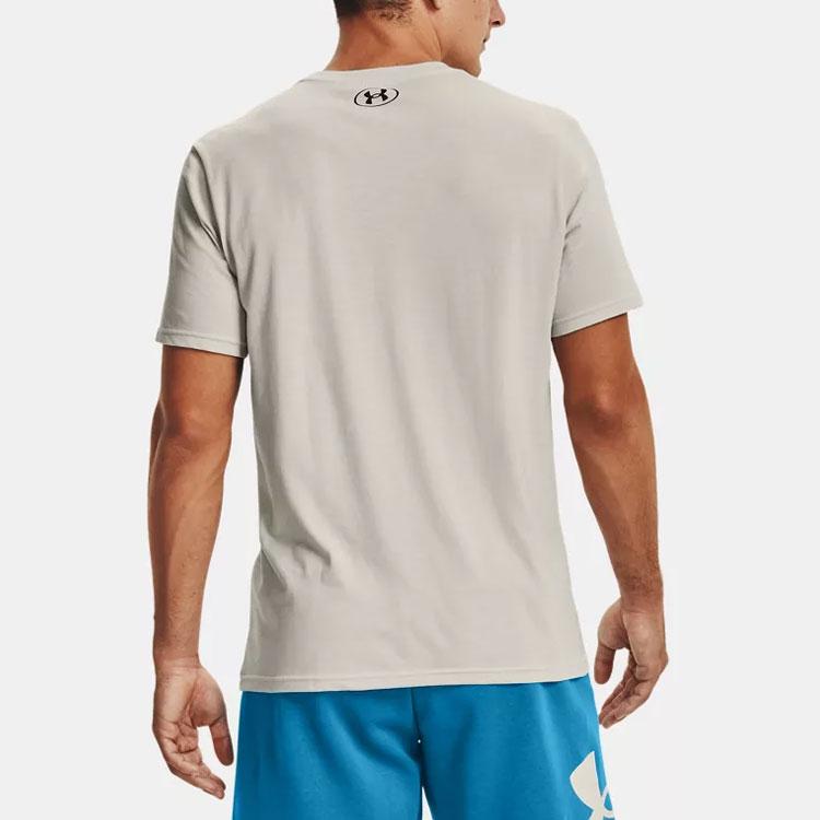 Under Armour Logo Print Crew Neck T-Shirt Men Tops Summit-White 1361676-110