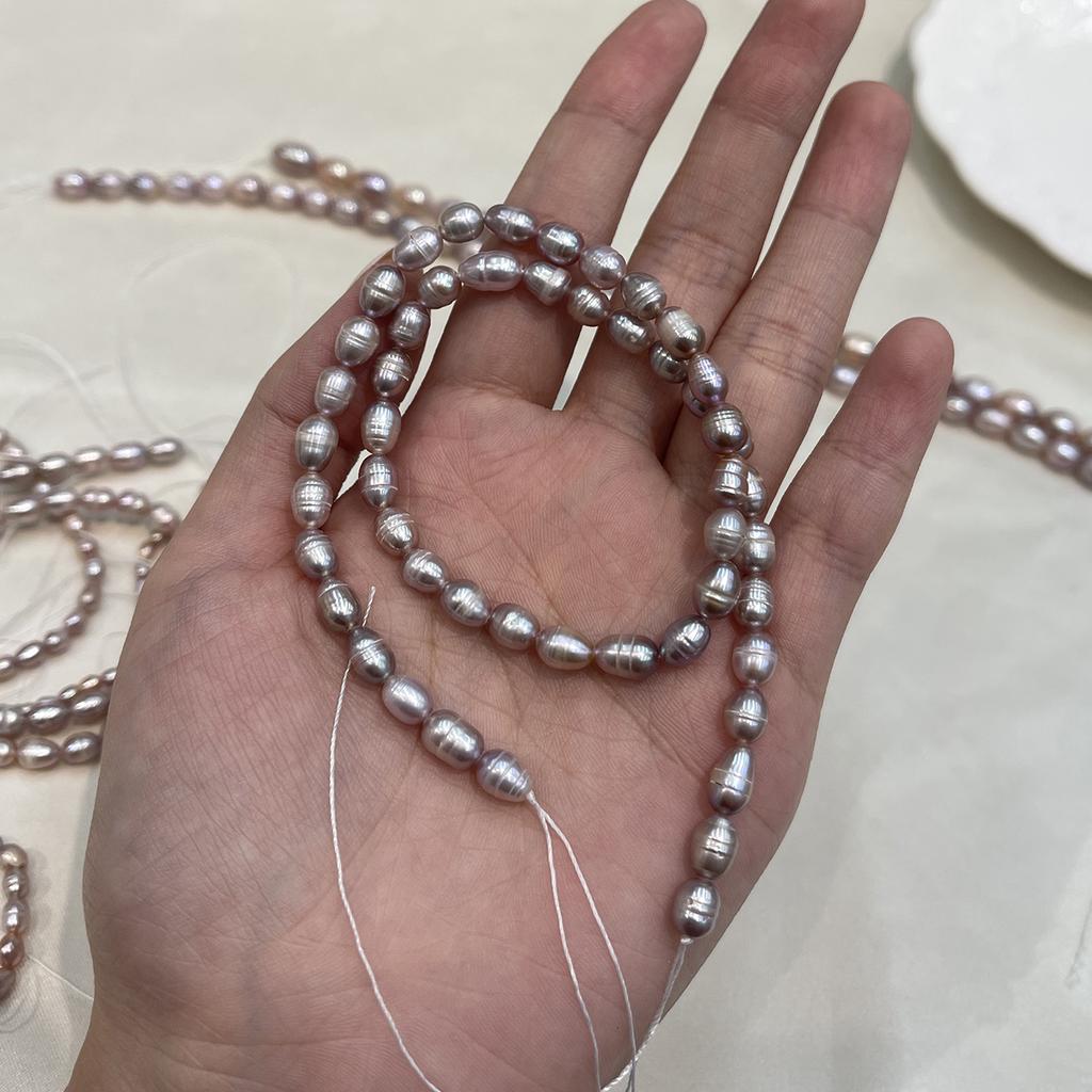 1 String AA Grade Purple Freshwater Rice Pearl Beads 3-8mm, 36cm Strand, Natural Pearl Beading Supplies, Loose Beads for DIY Handmade Jewelry Making