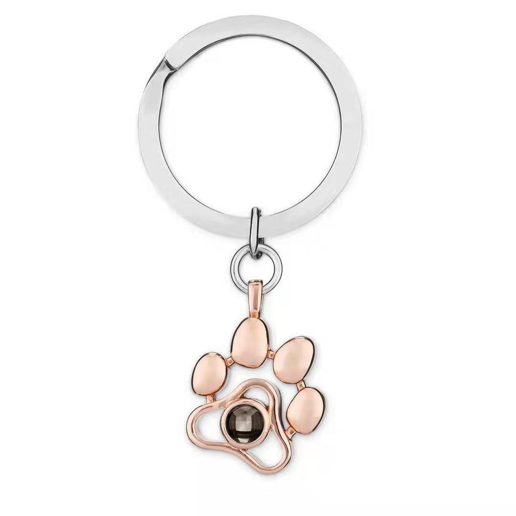 100 Languages 'I Love You' Pet Paw Projection Necklace for Women - Micro-engraved Image On Collarbone Chain