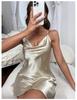 Sexy V-Neck Crisscross Strappy Backless Summer Pajama Dress for Women - Solid Color, Imitation Silk