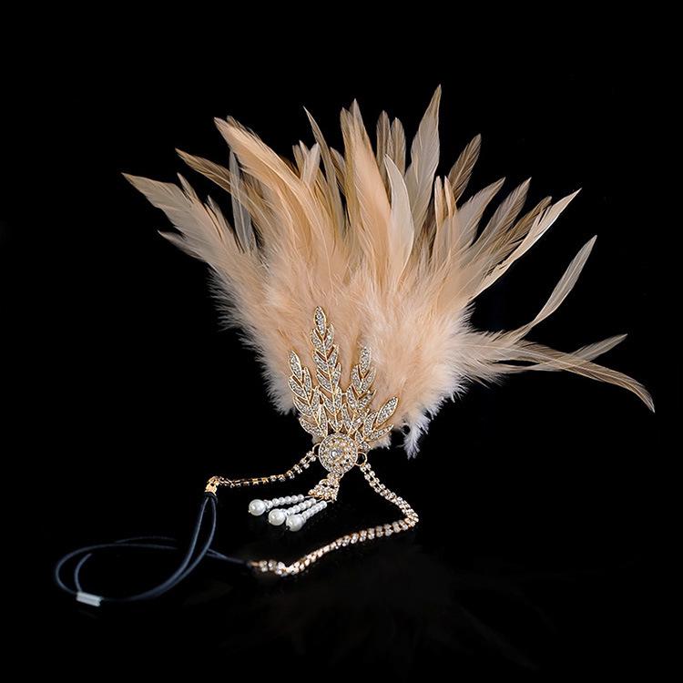 1920s Feather Headband with Rhinestones: Bachelorette Party & Masquerade Accessory