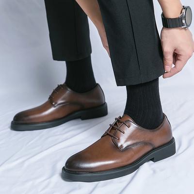 Luxury Derby Formal Leather Men's Shoes with Lace Up for Office Social Gatherings Weddings, Men's Spring and Autumn Formal Shoes