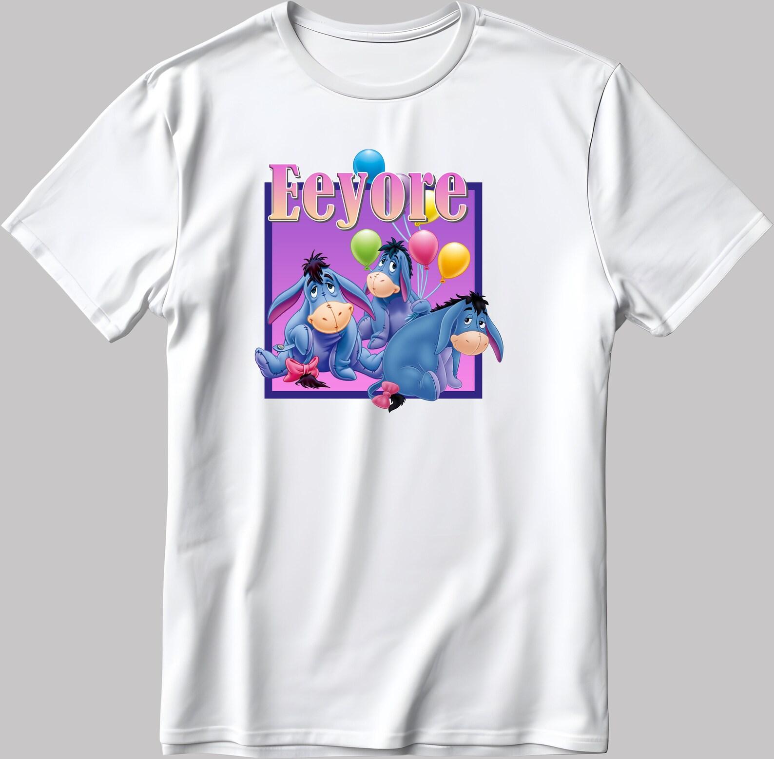 Famous Funny Character Eeyore Figure, Short Sleeve White-Black Men s / Women s T-Shirt H121 4XL