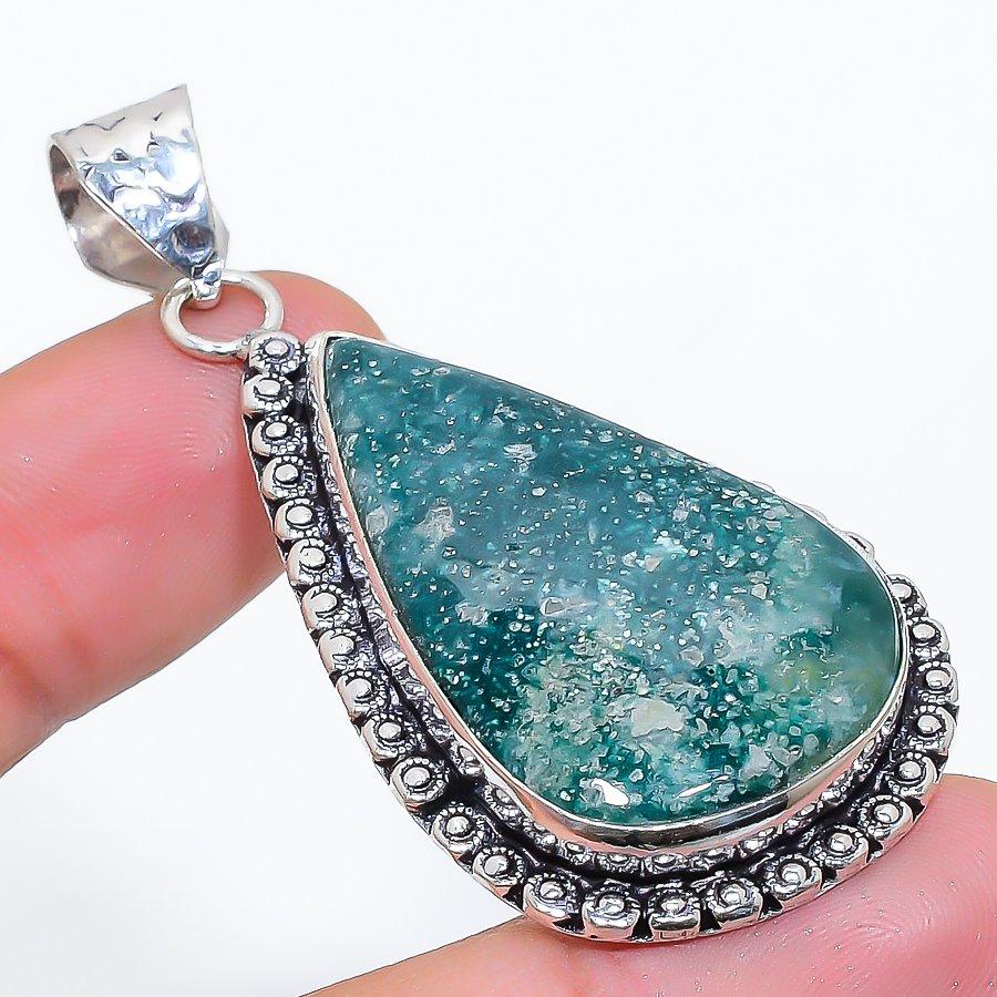 

Indian Moss Agate Gemstone 925 Sterling Silver Jewelry Pendant 2.29 SU-10724