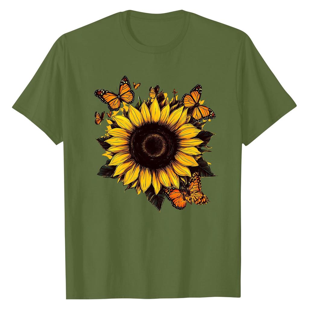 Women's Fashion Casual Printed Short Sleeve Round Neck Pullover Tops