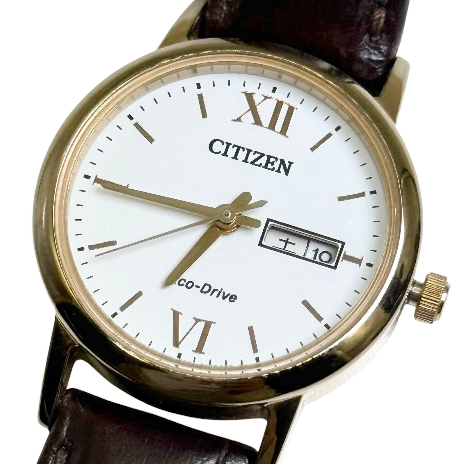 Working Citizen CITIZEN EcoDrive Watch E001-S107296 Solar Ladies Day Date White Dial 3 Hands TS180