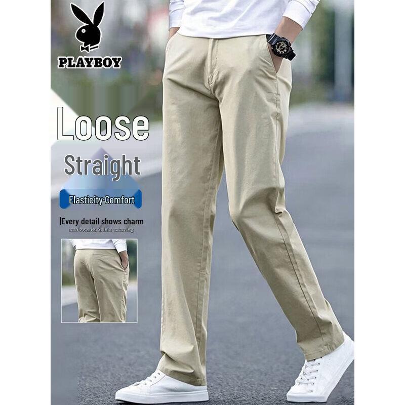 

PLAYBOY Men s 2026 Spring Casual Business Straight-Leg Trousers 33