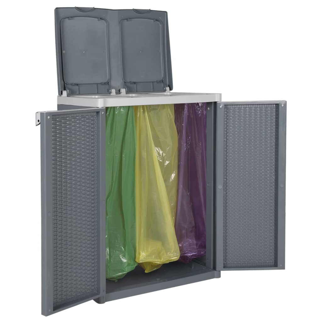 Trash Can with 2 Flaps Gray 65x45x88 cm PP