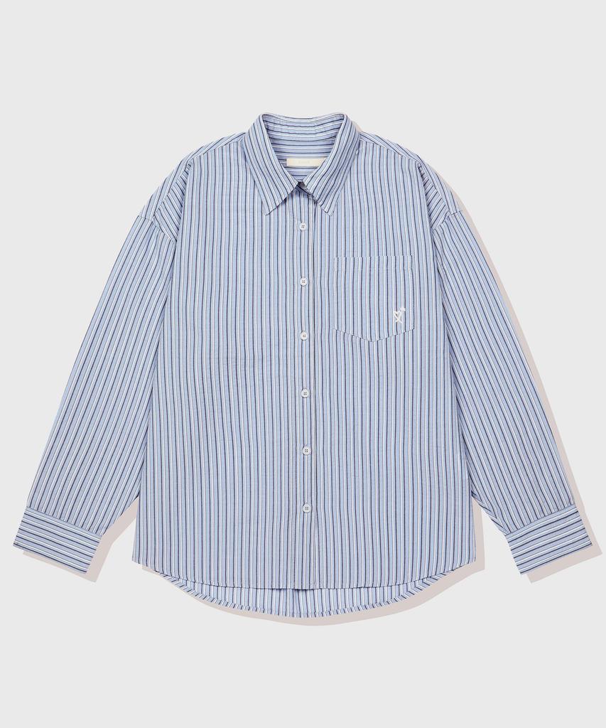 KIIMUIR (Women) Sheer Stripe Oversized Shirt_Sky Blue
