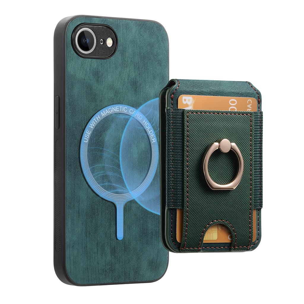 For iPhone 16e Case Compatible with MagSafe Leather Back Cover with Detachable Card Holder Kickstand
