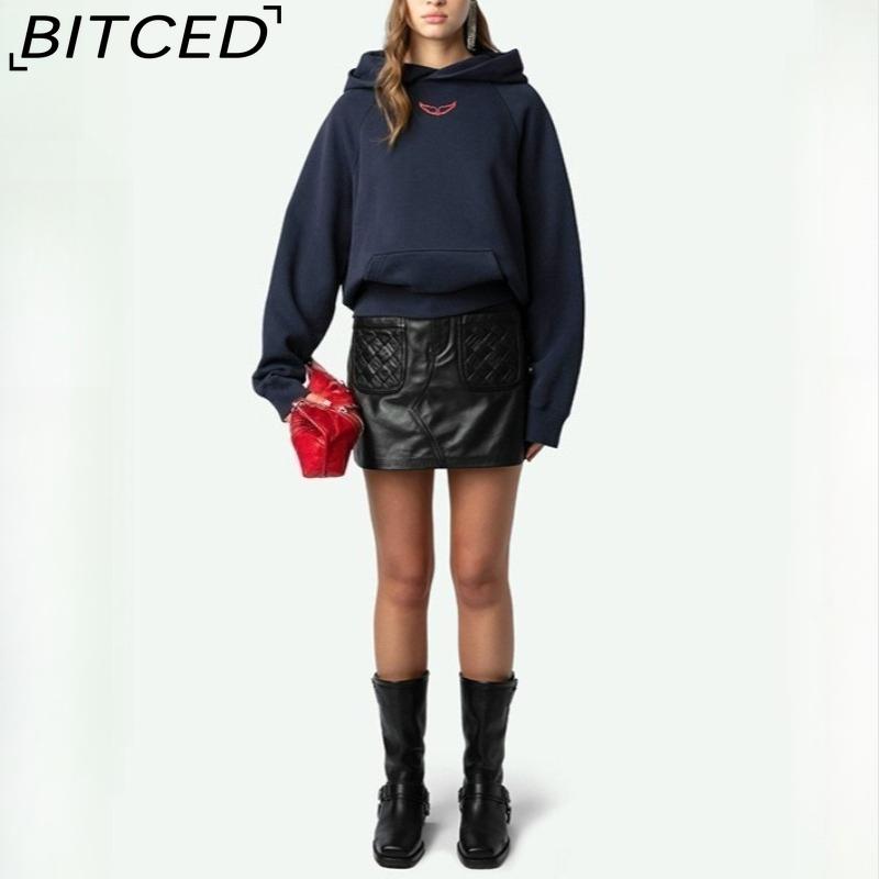 BITCED Women's Winter Printed Fleece-Lined Hooded Sweatshirt