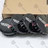 4PCS Wheel Center Rim Hub Caps Gloss Black Cross Flag 68mm For Corvette C7 C6