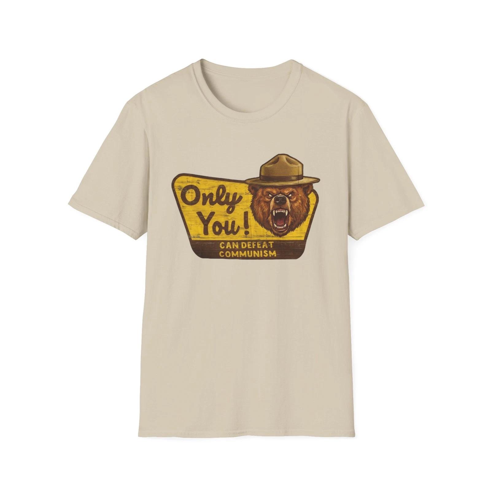 Military Only You Bear T-Shirt | Defeat Communism Propaganda 2XL