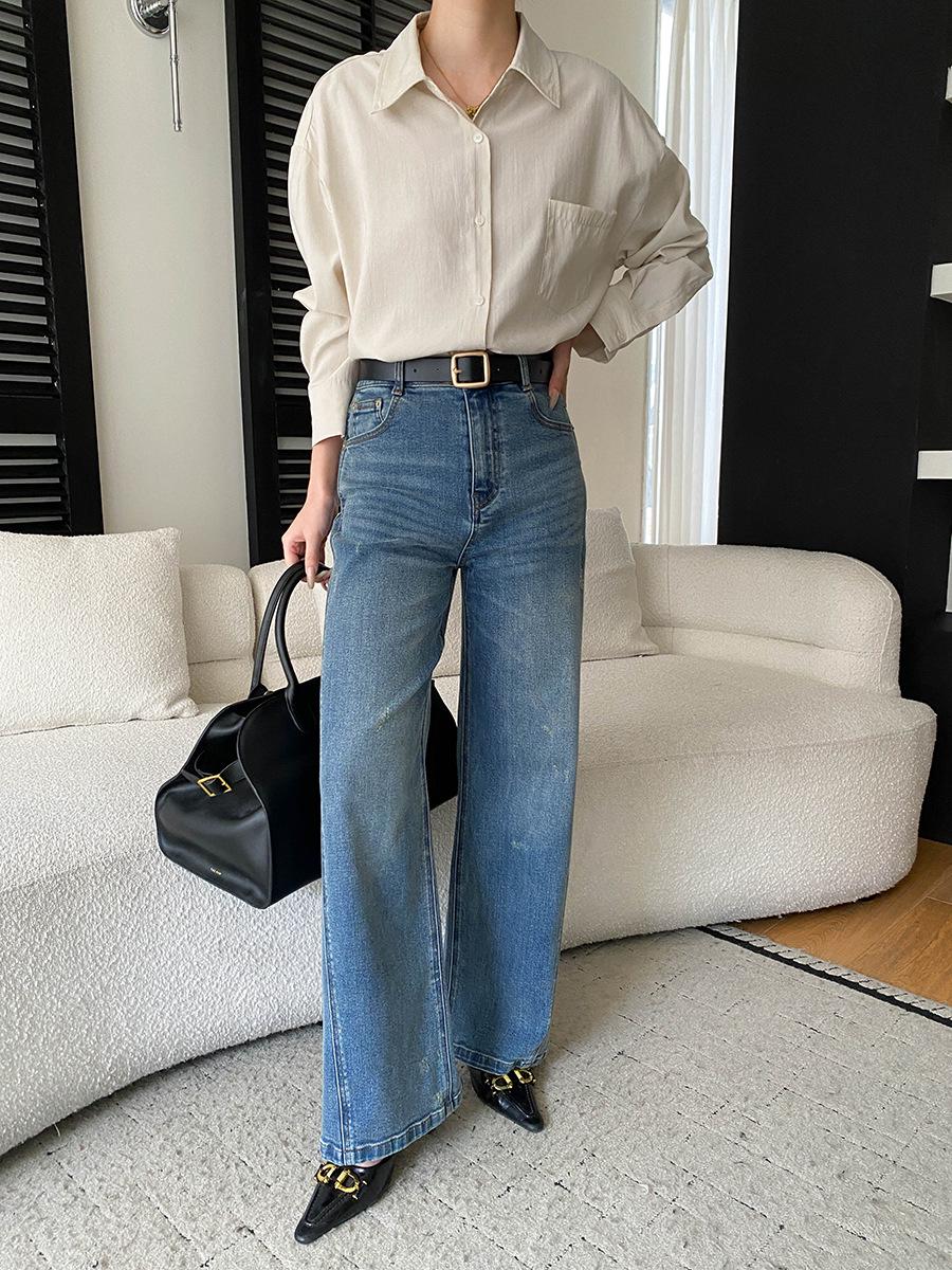 Sinan Early Spring Tencel Blend Boyfriend Style Loose Silhouette Versatile Slimming Shirt SN8570 Large бежевый