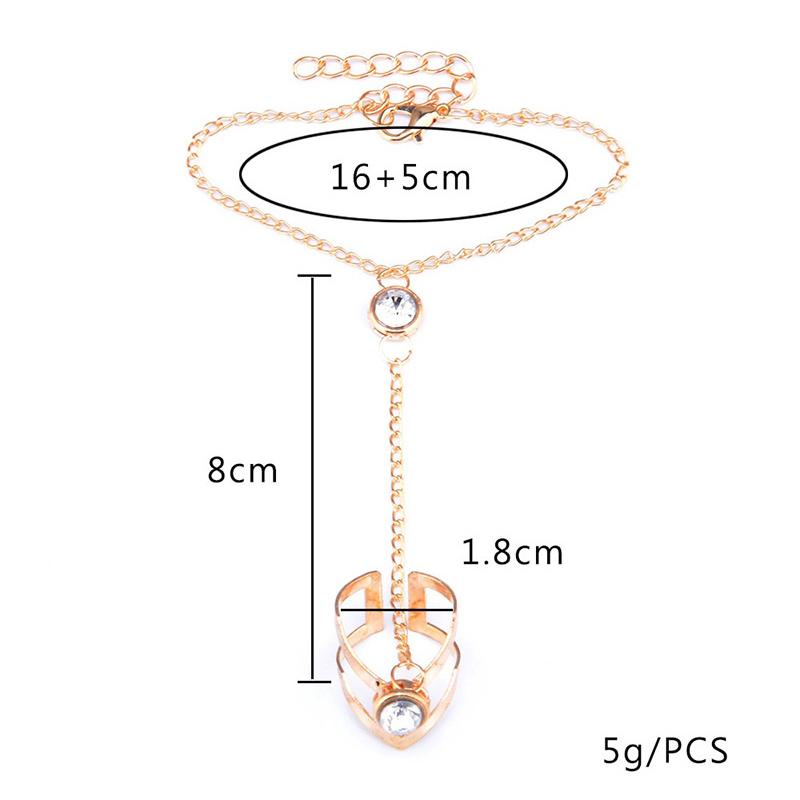 

[HS][LA]1Pc Gold Big Crystal Ring Bracelet for Women Wrist Chain Jewelry Hand Back Chain
