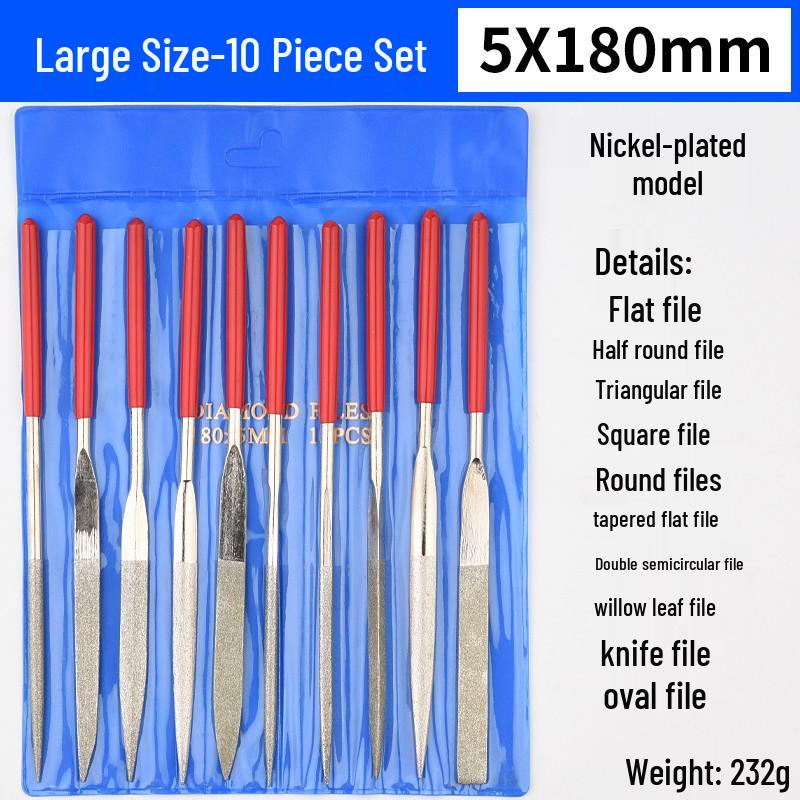 Multifunctional Steel File Set: Triangular, Half-Round, Round, Flat, Board, and Rasp Files