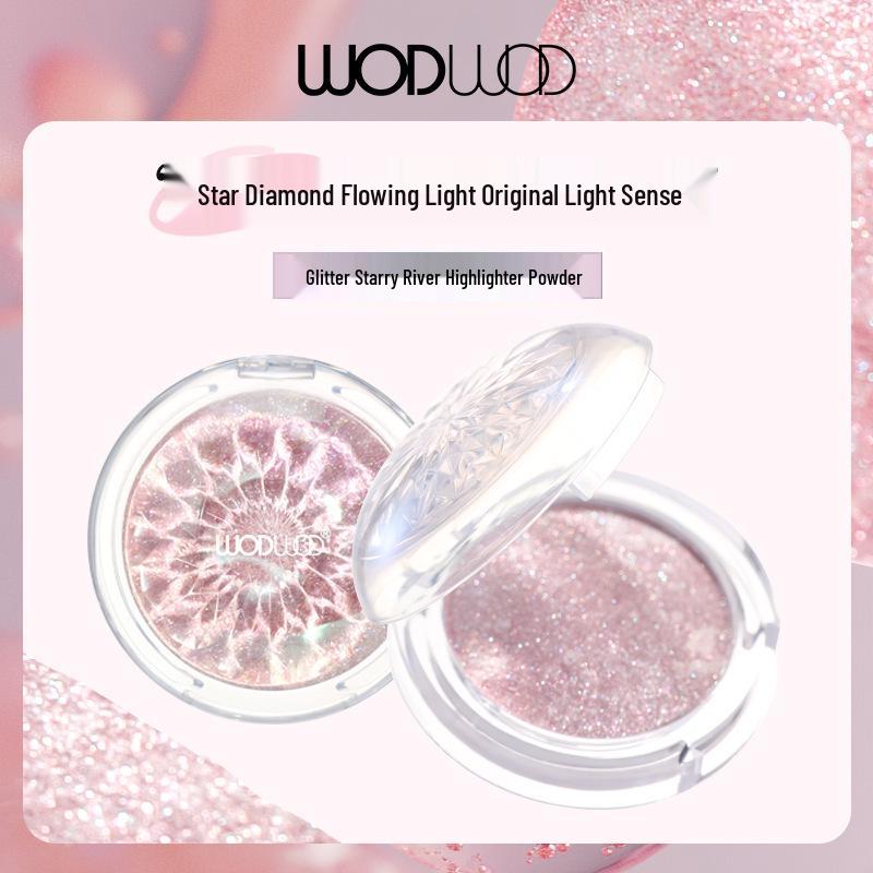 WODWOD Starry River Glitter Highlighter: Three-Dimensional Shimmer Powder for Bright, Sculpted Contours.