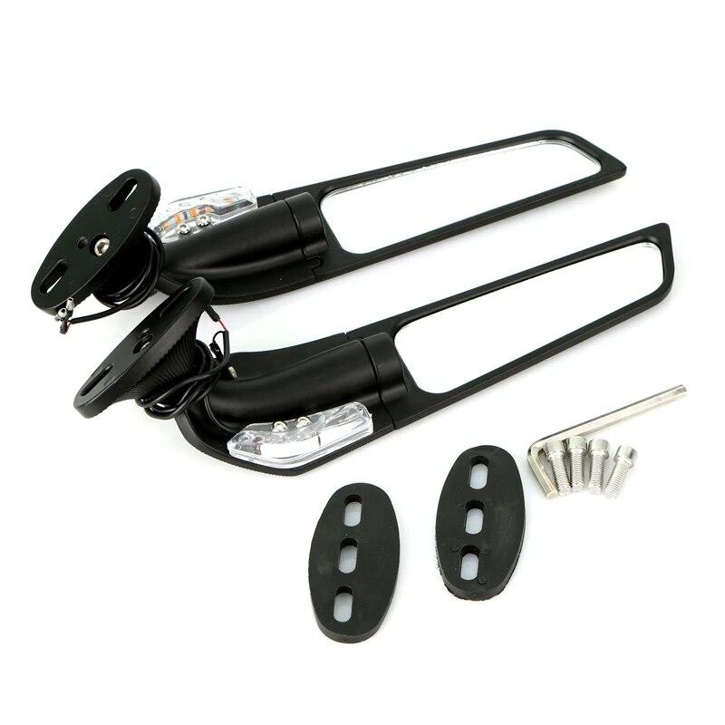 Universal Most Motorcycles Mirror Modified Wind Wing Adjustable Rotating Rearview Mirror with Light For YAMAHA YZF R6 R1 R25